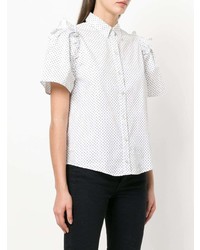Женская белая классическая рубашка в горошек от Clu