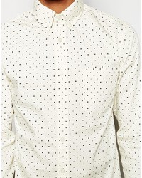 Мужская белая классическая рубашка в горошек от Selected