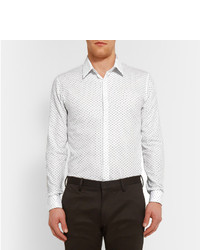 Мужская белая классическая рубашка в горошек от Burberry