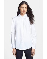 Белая классическая рубашка с вышивкой