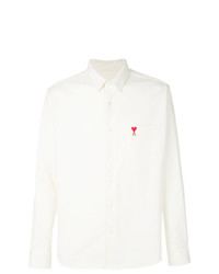 Мужская белая классическая рубашка с вышивкой от AMI Alexandre Mattiussi
