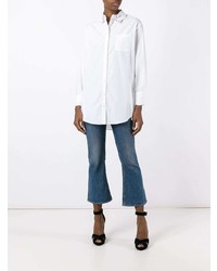 Женская белая классическая рубашка с вышивкой от Vivetta