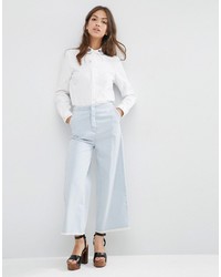 Женская белая классическая рубашка с вышивкой от Asos