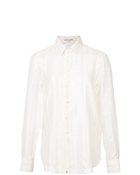 Женская белая классическая рубашка с вышивкой от Saint Laurent