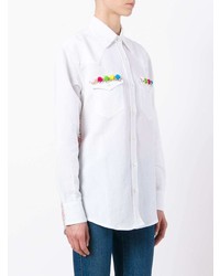Женская белая классическая рубашка с вышивкой от Forte Dei Marmi Couture