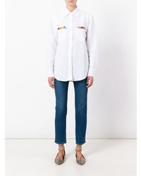Женская белая классическая рубашка с вышивкой от Forte Dei Marmi Couture