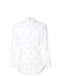Мужская белая классическая рубашка с вышивкой от Thom Browne