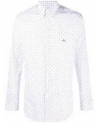 Мужская белая классическая рубашка с "огурцами" от Etro