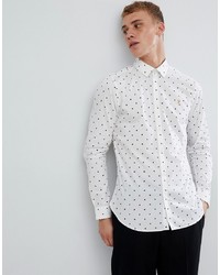 Мужская белая классическая рубашка с "огурцами" от Farah Smart