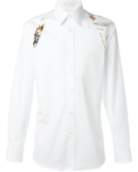 Мужская белая классическая рубашка с принтом от Alexander McQueen