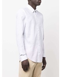 Мужская белая классическая рубашка с принтом от BOSS