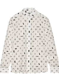 Женская белая классическая рубашка с принтом от Kenzo