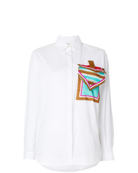 Женская белая классическая рубашка с принтом от Marco De Vincenzo
