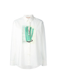 Женская белая классическая рубашка с принтом от Marni
