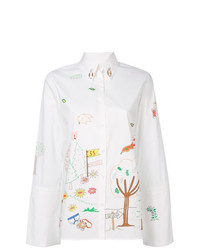 Женская белая классическая рубашка с принтом от Mira Mikati