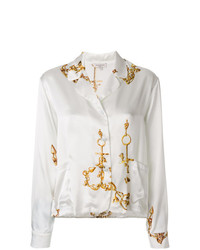 Женская белая классическая рубашка с принтом от Natasha Zinko