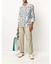 Мужская белая классическая рубашка с принтом от Gitman Vintage
