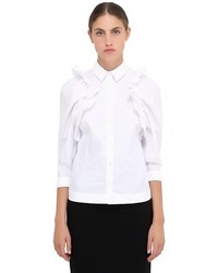 Белая классическая рубашка с рюшами