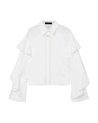 Женская белая классическая рубашка с рюшами от Ellery