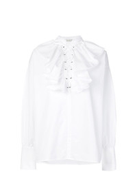 Женская белая классическая рубашка с рюшами от Etro