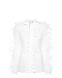 Женская белая классическая рубашка с рюшами от Giambattista Valli