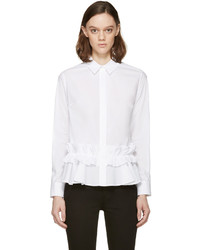 Женская белая классическая рубашка с рюшами от MCQ