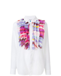 Женская белая классическая рубашка с рюшами от Michel Klein