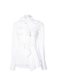 Женская белая классическая рубашка с рюшами от Monse