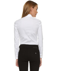 Женская белая классическая рубашка с рюшами от RED Valentino