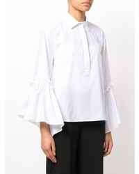 Женская белая классическая рубашка с рюшами от P.A.R.O.S.H.