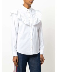 Женская белая классическая рубашка с рюшами от RED Valentino