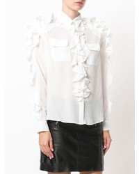 Женская белая классическая рубашка с рюшами от Faith Connexion