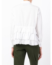 Женская белая классическая рубашка с рюшами от Erika Cavallini