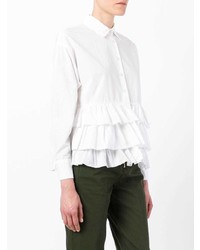 Женская белая классическая рубашка с рюшами от Erika Cavallini