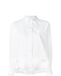 Женская белая классическая рубашка с рюшами от Sacai