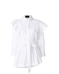 Женская белая классическая рубашка с рюшами от Simone Rocha