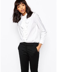 Женская белая классическая рубашка с рюшами от Sportmax