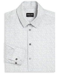 Белая классическая рубашка с узором зигзаг
