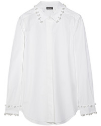 Женская белая классическая рубашка с украшением от DKNY