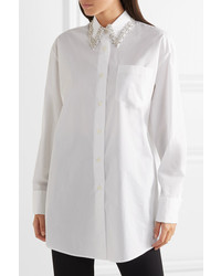 Женская белая классическая рубашка с украшением от Prada