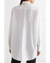 Женская белая классическая рубашка с украшением от Prada