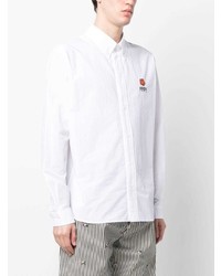 Мужская белая классическая рубашка с цветочным принтом от Kenzo