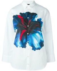 Женская белая классическая рубашка с цветочным принтом от Dsquared2