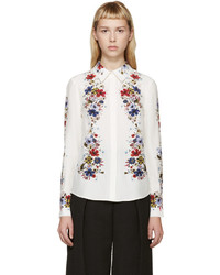 Женская белая классическая рубашка с цветочным принтом от Erdem