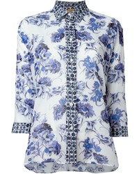 Женская белая классическая рубашка с цветочным принтом от Fay