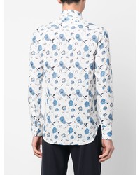 Мужская белая классическая рубашка с цветочным принтом от Canali