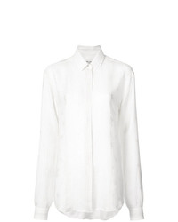 Женская белая классическая рубашка с цветочным принтом от Saint Laurent