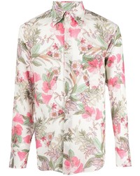 Мужская белая классическая рубашка с цветочным принтом от Tom Ford
