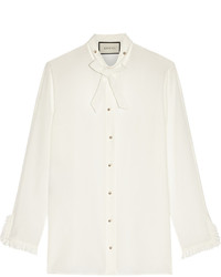 Женская белая классическая рубашка от Gucci