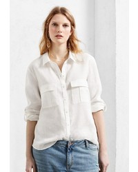 Женская белая классическая рубашка от Violeta BY MANGO